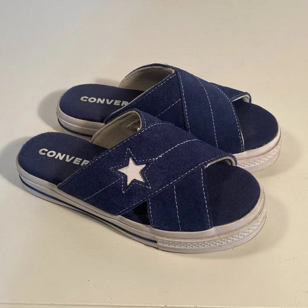 Converse One Star Slip on Blue Slide Sandals Women Size 5 - Picture 1 of 8
